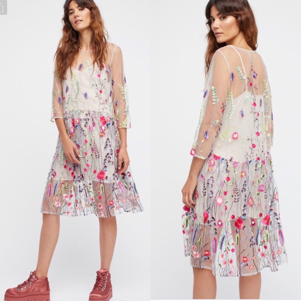Free People Sheer Garden Mini Dress